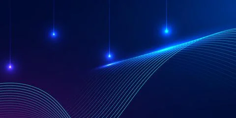 Abstract digital wave background for metaverse glowing blue wavy lines on a.. Stock Illustration