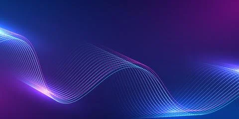 Abstract digital wave background with wavy lines geometric blue purple ligh.. Stock Illustration