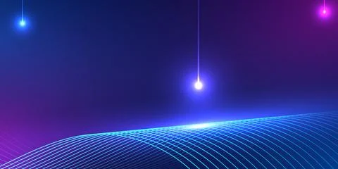 Abstract digital wave background with wavy lines geometric blue purple ligh.. Stock Illustration