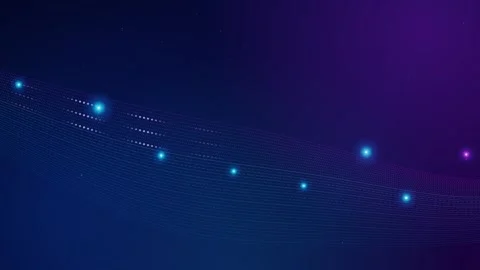 Abstract digital wave of blue and purple dots with glowing lights Vídeo Stock 347552633