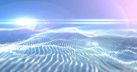 Abstract digital wave field with bright flare Stock Footage 131764968