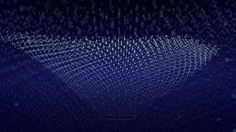 Abstract Digital Wave of Glowing Blue Particles Moving in a Dark Cyber Space Stock Footage 336772272
