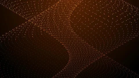 Abstract Digital Wave of Glowing Orange Dots Stock Illustration