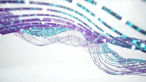 Abstract digital wave of glowing particles and lines on a white background Video stock 316021118