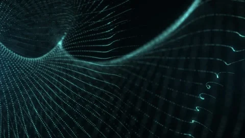 Abstract digital wave of glowing particles and lines forming a smooth flowing Stock Footage 331513623