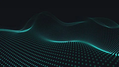 Abstract digital wave of glowing particles flowing in dark futuristic netwo.. Stock Footage 340905568