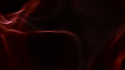 Abstract digital wave of glowing particles on black background Stockbeeldmateriaal 344166526