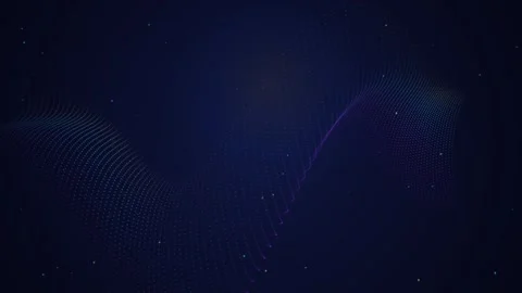 Abstract digital wave of glowing particles flowing across dark blue backgro.. Video stock 345127495