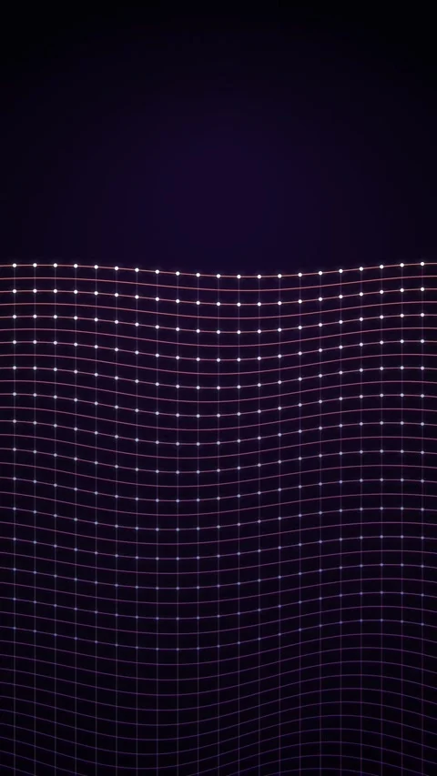 Abstract digital wave grid with glowing nodes moving in dark purple backgro.. 스톡 동영상 346780276