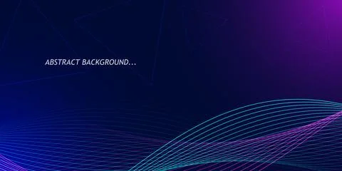Abstract digital wave line background with blue purple gradient and geometr.. 스톡 일러스트