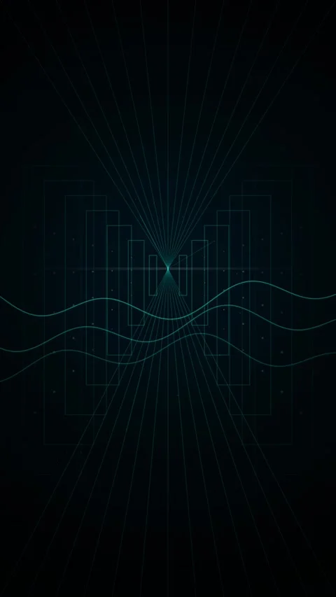 Abstract Digital Wave Lines and Grid Network Background Stock Footage 346203477