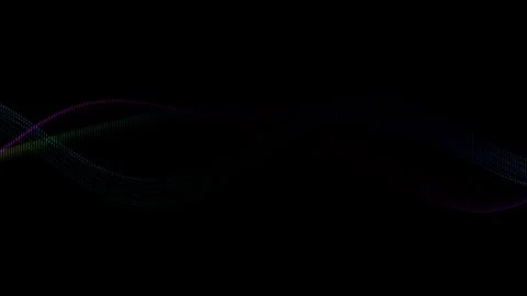 Abstract digital wave motion with colorful glowing particle lines on black .. Stock Footage 345169329