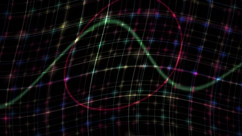 Abstract Digital Wave Motion with Glowing Particles and Data Grid Background. Stock Footage 341787348