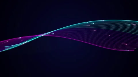 Abstract digital wave motion with glowing light particles on dark blue back.. Stock-Footage 342431415