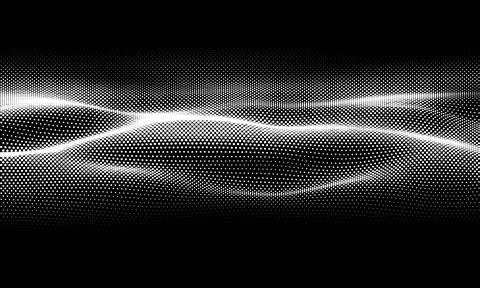 Abstract digital wave of particles. Futuristic point wave. Technology black Stock Illustration