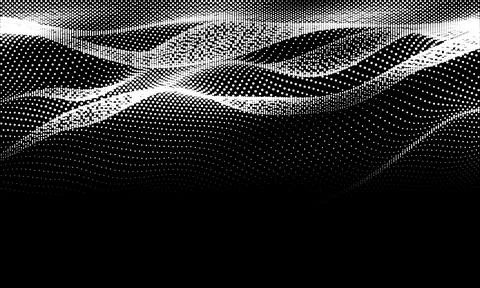 Abstract digital wave of particles. Futuristic point wave. Technology black Stock Illustration