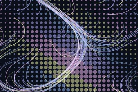 Abstract digital wave pattern with colorful dots and lines Stock Illustration