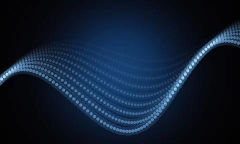 Abstract digital wave pattern composed of glowing dots on transparent backg.. Stock Illustration