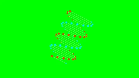 Abstract digital wave pattern featuring red and blue dots on green background Stock Footage 340905138