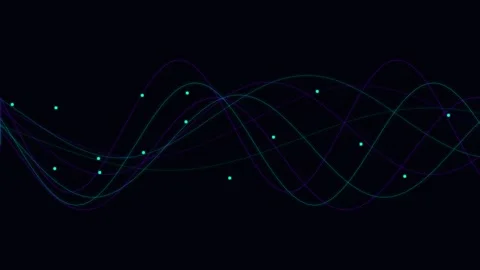 Abstract digital wave pattern with glowing dots on a dark black background Vídeo Stock 338310536