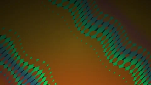 Abstract Digital Wave Pattern with Glowing Green Particles on Dark Orange B.. Stock Footage 340513030