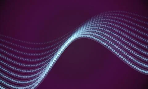 Abstract digital wave pattern with glowing dots on gradient purple background Stock Illustration