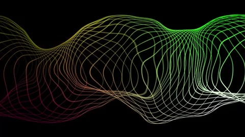 Abstract digital wave pattern with gradient colors animated on a black back.. Stock Footage 267086268
