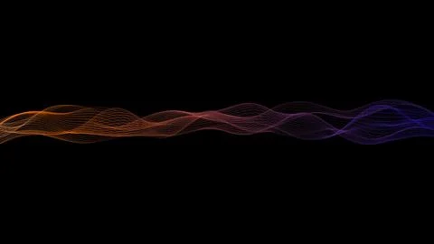 Abstract digital wave pattern with gradient colors on black background. Stock Photos