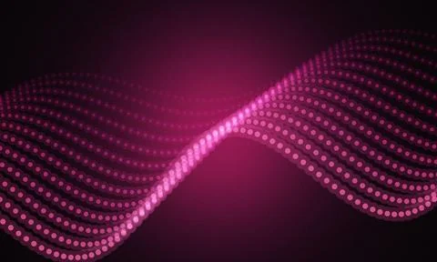 Abstract digital wave pattern made of glowing pink dots on dark background Stock Illustration