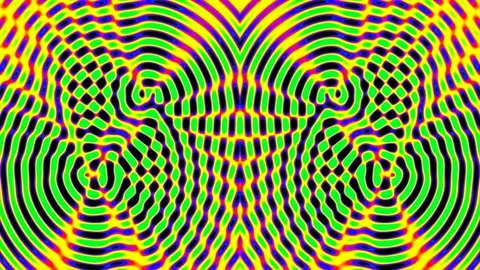 Abstract Digital Wave Patterns with Circular Interference and Vibrant Blue .. Stock Footage 333082094