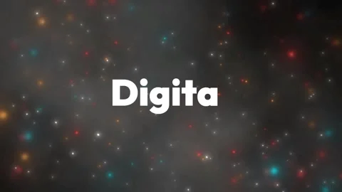 Abstract digital wave text animation floating against a dark particle background Stock Footage 338382359