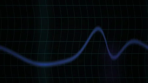 Abstract Digital Waveform Animation on Dark Grid Background. Stock Footage 340513006