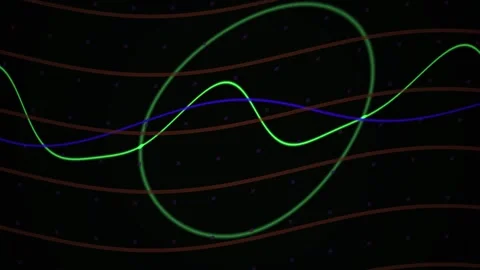 Abstract Digital Waveform Animation with Glowing Circular Focus Effect. Stock Footage 340513100