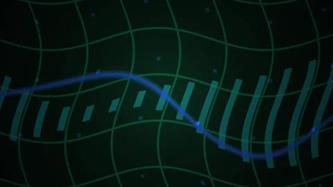 Abstract Digital Waveform Animation with Glowing Data Grid Background. Stock Footage 340513264