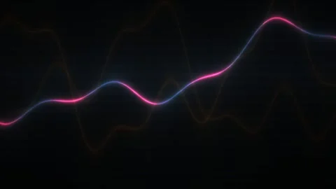 Abstract Digital Waveform Animation with Glowing Neon Lines on Dark Backgroun Stock Footage 340513374