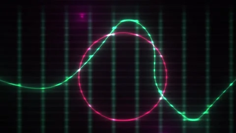 Abstract Digital Waveform Animation with Glowing Neon Circle Overlay. Stock Footage 340513490