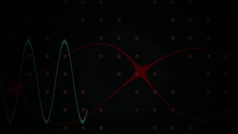 Abstract Digital Waveform Animation with Glowing Nodes and Connecting Lines. Stock Footage 341787988