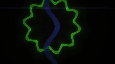 Abstract Digital Waveform Animation with Green Circular Geometric Shapes an.. Stockbeeldmateriaal 334451972