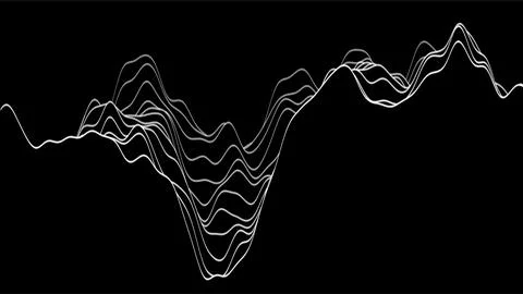 Abstract Digital Waveform Art with Dynamic Lines. Stock Illustration