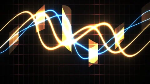 Abstract Digital Waveform Background with Glowing Light Particles and Data .. Stockbeeldmateriaal 340513714