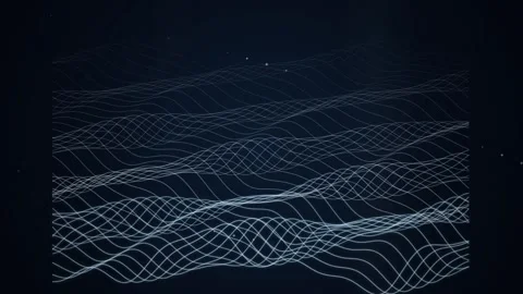 Abstract Digital Waveform Grid Animation - Futuristic Blue Data Flow Network Stock Footage 346659881