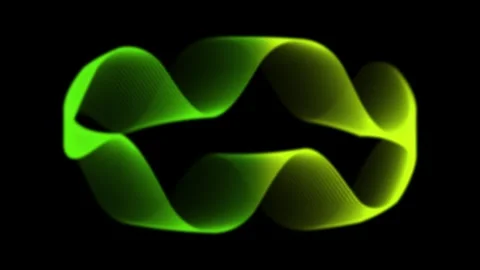 Abstract digital waveform in neon green and yellow curves moves dynamically.. Stock Footage 340538414