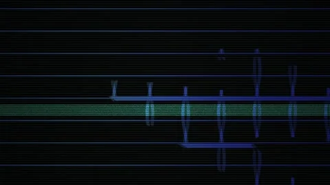 Abstract digital waveform visualization with blue and green lines on black .. Stock Footage 334452589