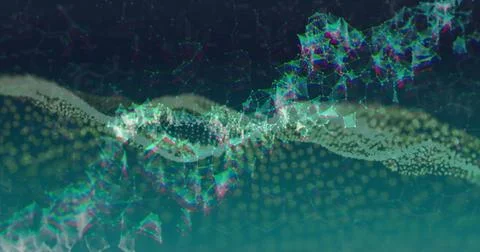 Abstract digital waveforms and geometric shapes, data processing image over Stock Photos