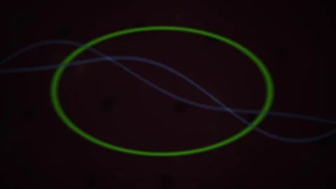 Abstract Digital Waveforms Pulsing Inside a Glowing Green Circle. Stock Footage 341787745