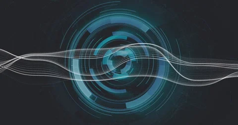Abstract digital waves and circular patterns, futuristic data visualization 動画素材 306434744