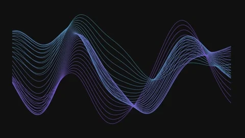 Abstract digital waves animate with soft color gradient on black background.. Stock Footage 341024909