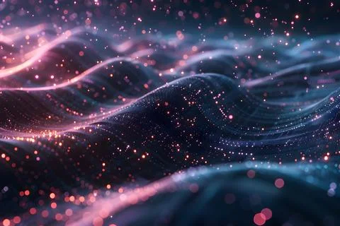Abstract digital waves background with glittering particles Stock Photos
