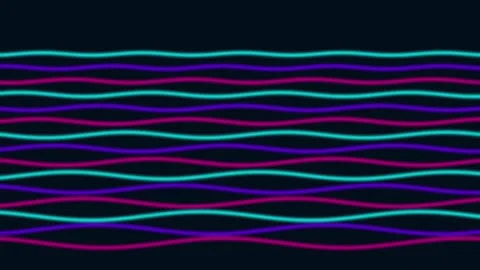 Abstract digital waves flowing smoothly in dark space with vibrant neon color Stock Footage 340942437