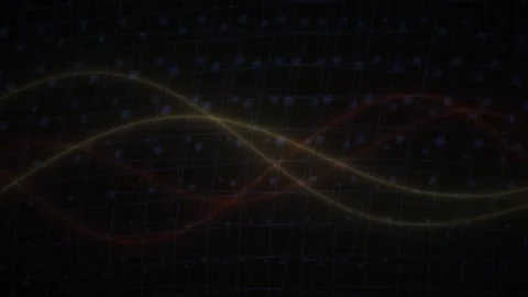 Abstract Digital Waves Flowing Through Dark Data Network Background. Stock Footage 341787892